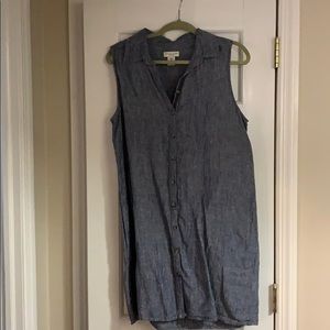 Denim linen dress with pockets
